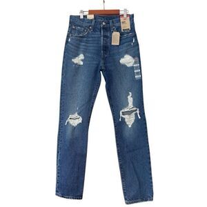 Levi’s 501 ripped straight leg jeans high-rise button fly new